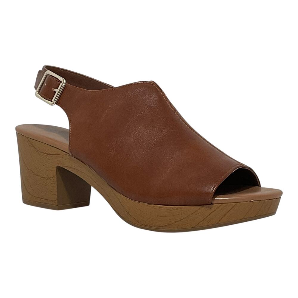 Style & Co Women's Amaraa Slingback Platform Clog Sandals Brown Size 9 1/2